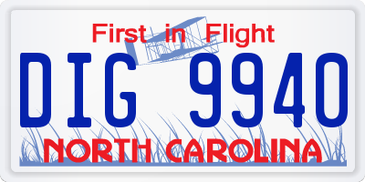 NC license plate DIG9940