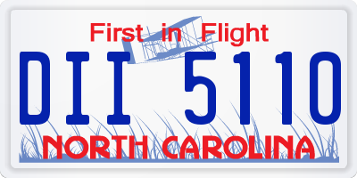 NC license plate DII5110