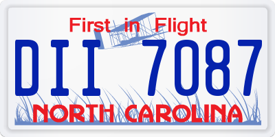 NC license plate DII7087