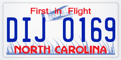NC license plate DIJ0169
