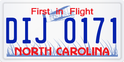 NC license plate DIJ0171