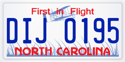 NC license plate DIJ0195