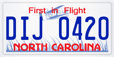NC license plate DIJ0420