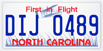 NC license plate DIJ0489