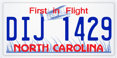 NC license plate DIJ1429