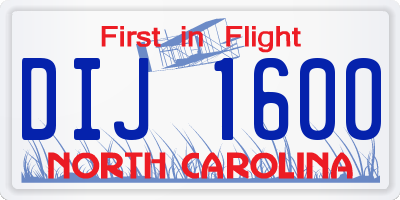 NC license plate DIJ1600