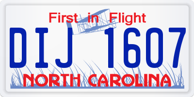 NC license plate DIJ1607