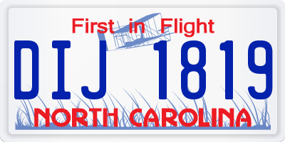 NC license plate DIJ1819