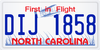 NC license plate DIJ1858