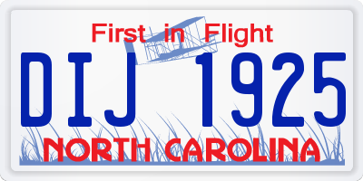 NC license plate DIJ1925