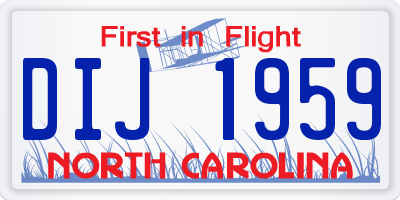 NC license plate DIJ1959