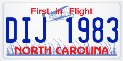 NC license plate DIJ1983