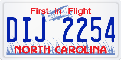 NC license plate DIJ2254