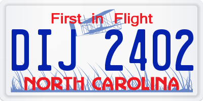 NC license plate DIJ2402