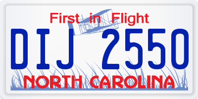 NC license plate DIJ2550