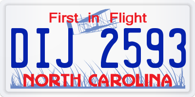 NC license plate DIJ2593