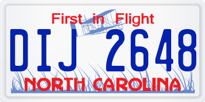 NC license plate DIJ2648