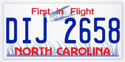 NC license plate DIJ2658