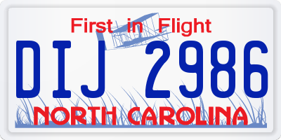 NC license plate DIJ2986