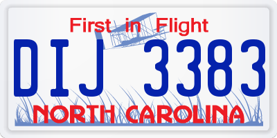 NC license plate DIJ3383