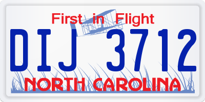 NC license plate DIJ3712