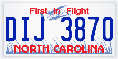 NC license plate DIJ3870
