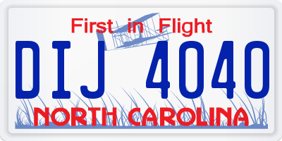 NC license plate DIJ4040