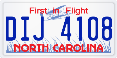 NC license plate DIJ4108