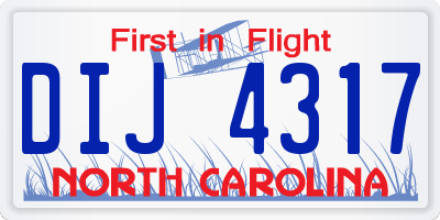 NC license plate DIJ4317