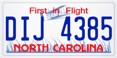 NC license plate DIJ4385