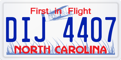 NC license plate DIJ4407
