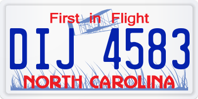 NC license plate DIJ4583
