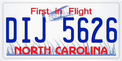 NC license plate DIJ5626