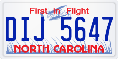 NC license plate DIJ5647