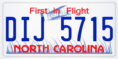 NC license plate DIJ5715