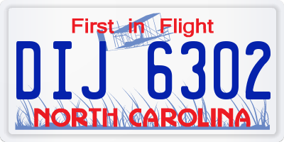 NC license plate DIJ6302