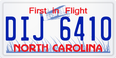 NC license plate DIJ6410
