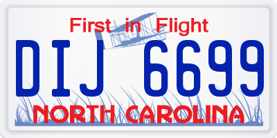 NC license plate DIJ6699