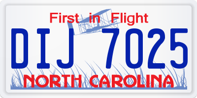 NC license plate DIJ7025