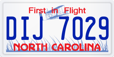 NC license plate DIJ7029