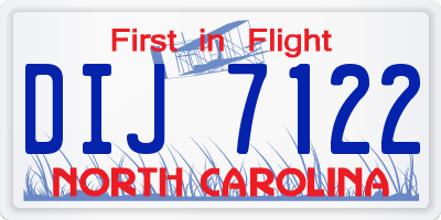 NC license plate DIJ7122