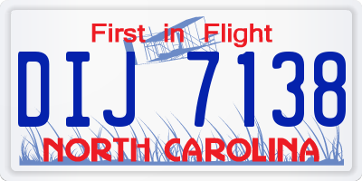 NC license plate DIJ7138