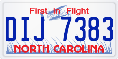 NC license plate DIJ7383