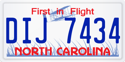 NC license plate DIJ7434