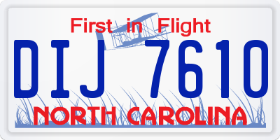 NC license plate DIJ7610