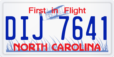 NC license plate DIJ7641