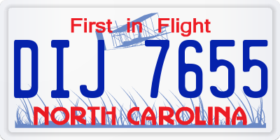 NC license plate DIJ7655