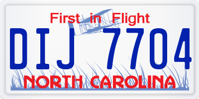 NC license plate DIJ7704
