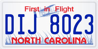 NC license plate DIJ8023