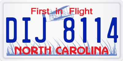 NC license plate DIJ8114